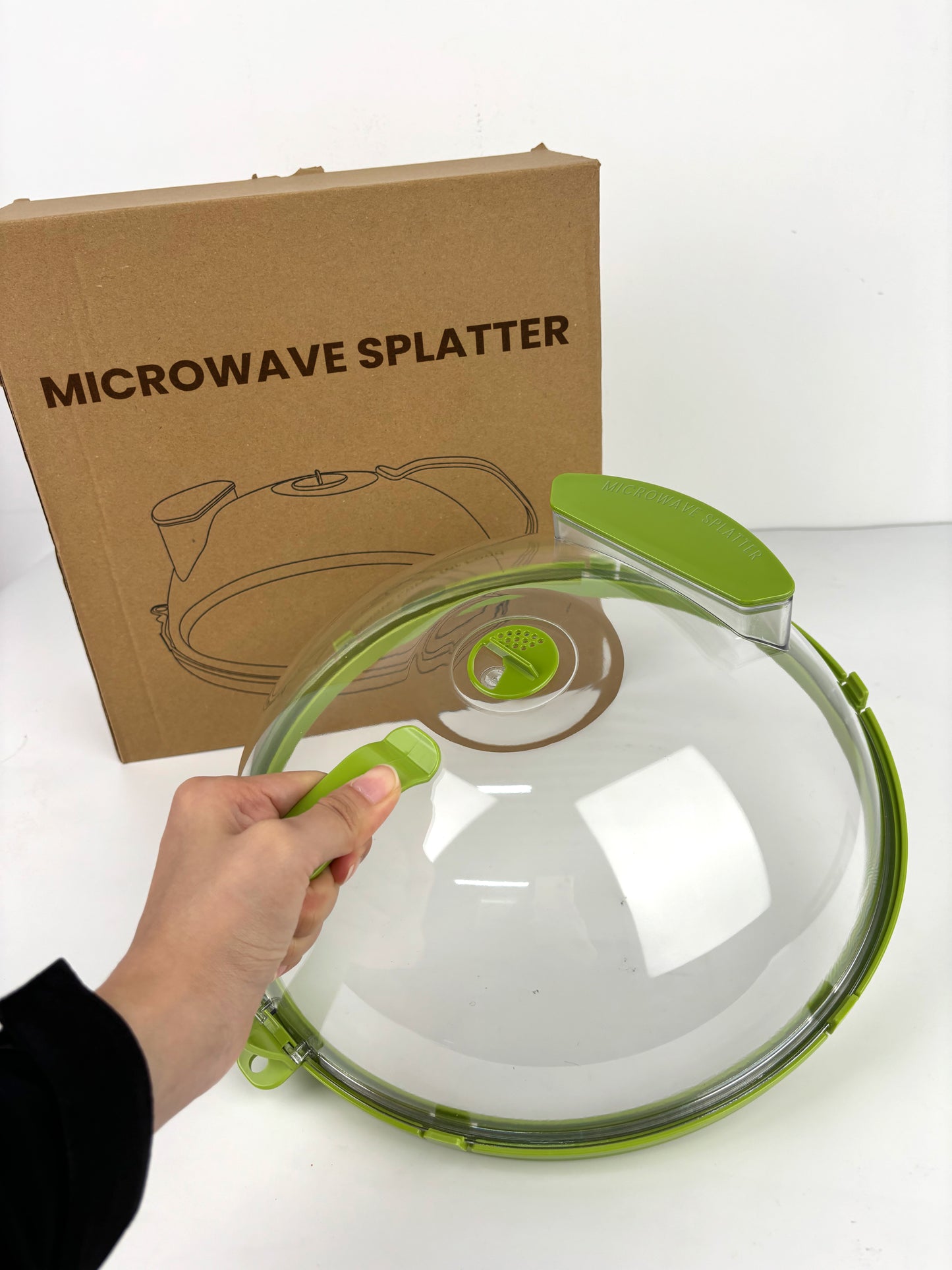 MICROWAVE SPLATTER microwave cover for food Round Green 10"